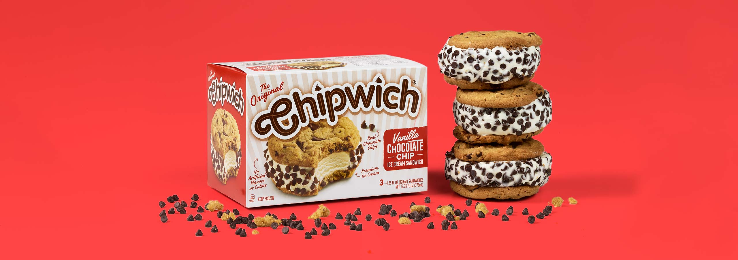 The Original Chipwich Chocolate Chip Vanilla Ice Cream Cookie Sandwich
